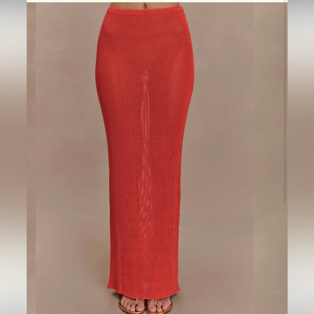 NWT Knit Maxi Skirt - bright orange